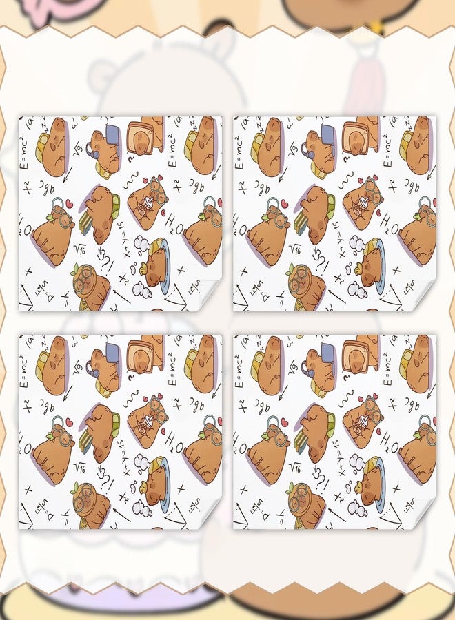 Boerni Capybara Wrapping Paper Straight-A student Cute Capybaras Gift Wrap Paper For Men Women - 4 Sheets Folded Flat Funny Animal-Themed Patterns for Birthday Back to School Party Gift Wrap Packing - Image 3